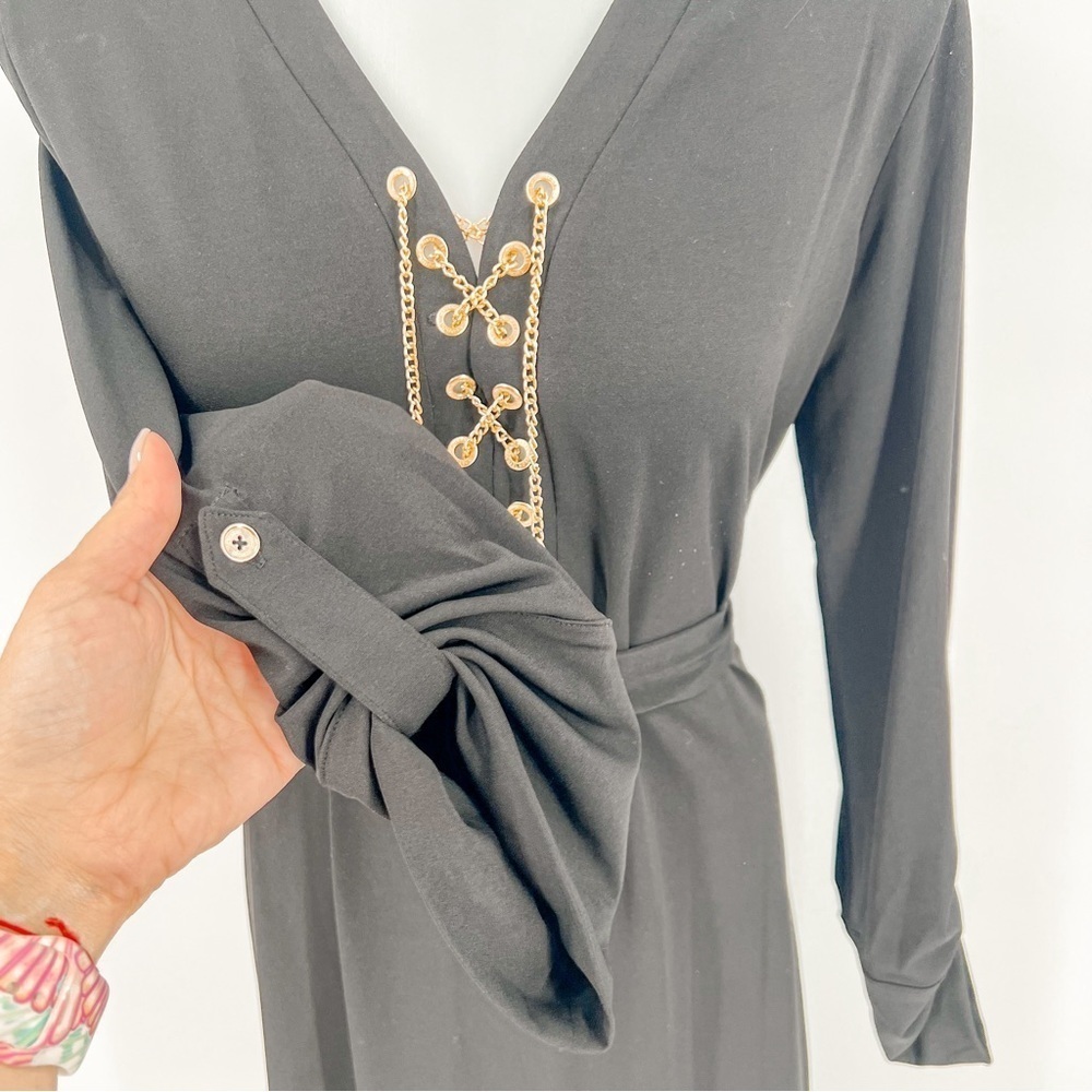 Michael Kors black long sleeve dress with gold chains - Picture 4 of 5